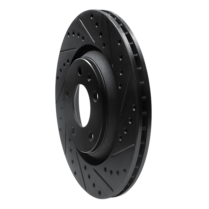 Audi S4 Brake Rotor (1) - Rear Right - R1 Concepts - Drilled & Slotted - Black - `04-`09